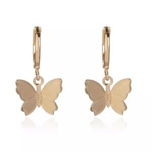 COPY - Gold Huggie Hoop Butterfly Earrings NWT